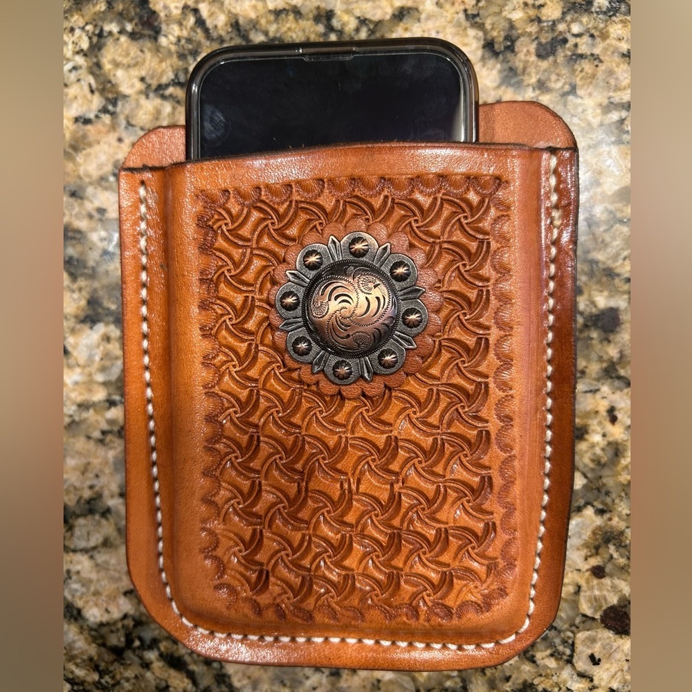 Leather Phone Sleeve Belt Clip by Mock Brothers Saddlery & Western Wear